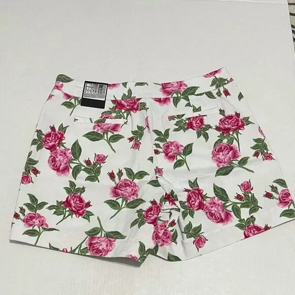 SOHO Apparel LTD Floral Print Shorts High Waisted White Pink Rose Size 8 - Picture 12 of 12